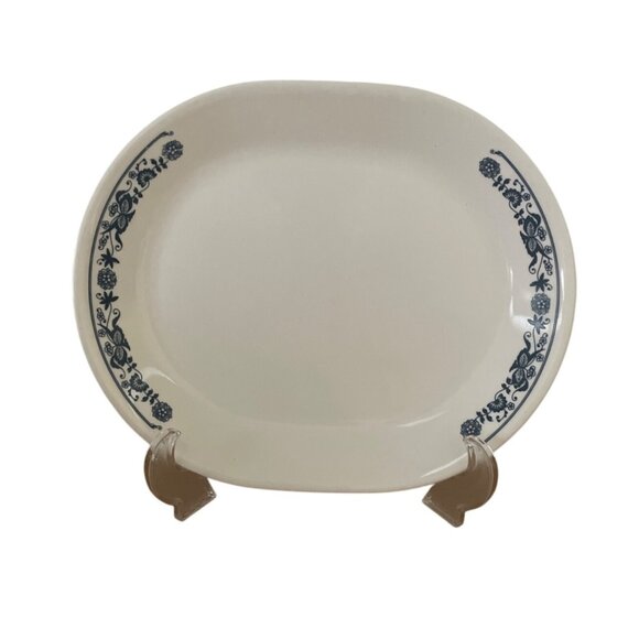 Vintage Corelle Corning Ware Old Town Blue Onion Oval Platter 13 X 10.5 inches - Picture 1 of 6